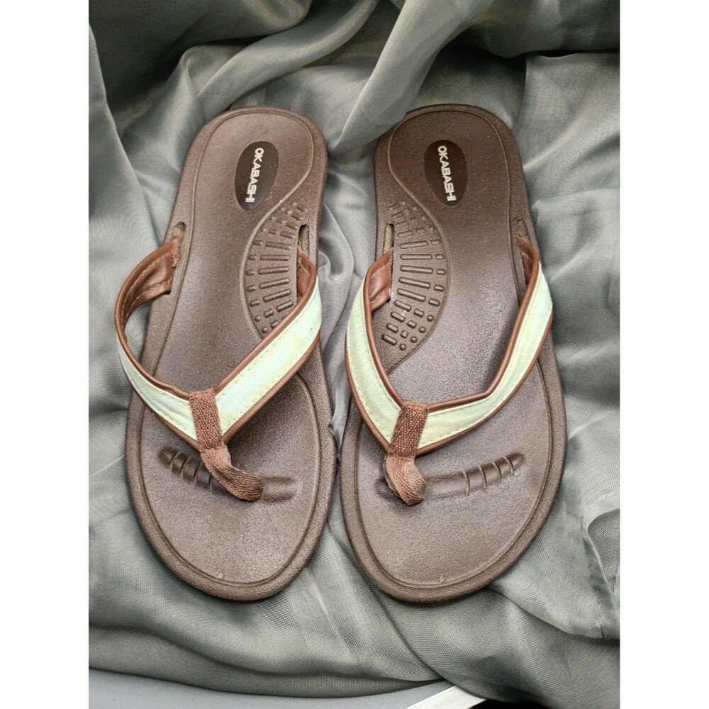 Okabashi Breeze Brown and White Women’s Flip Flops Medium